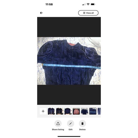 Unique VINTAGE Victorian/Edwardian Blue Velvet Jacket - Picture 8 of 10